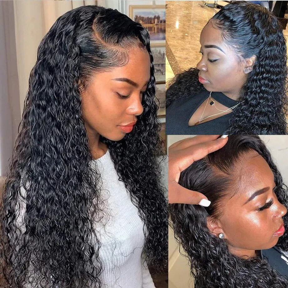 Deep Wave Frontal Wig 13x4 13x6 Hd Transparent Lace Frontal Wig Pre Plucked Remy 28 30 Inch Curly Lace Front Human Hair Wigs