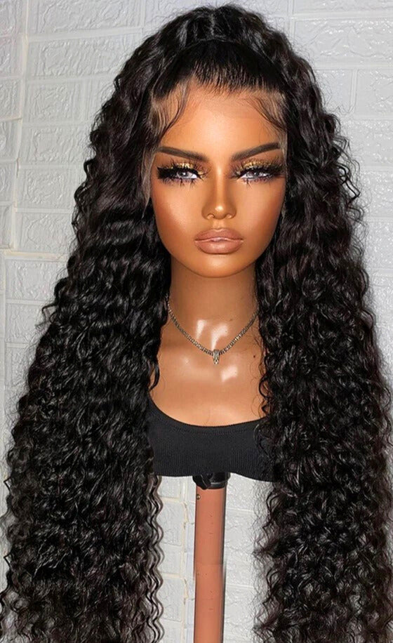 40Inch HD Deep Wave Transparent Lace Frontal Human Hair Wig