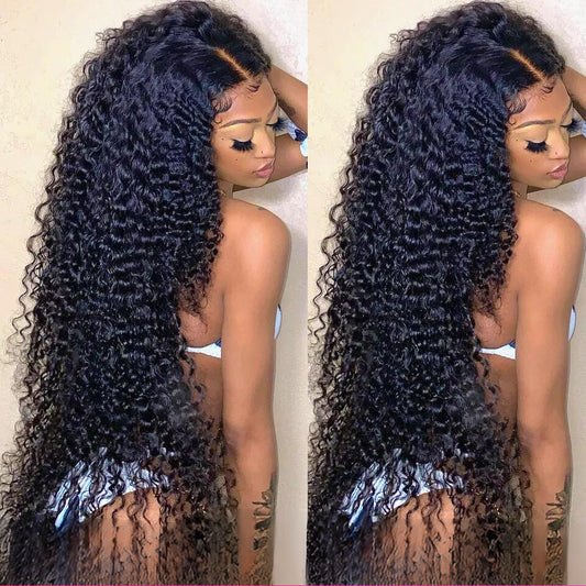 Deep Wave Frontal Wig 13x4 13x6 Hd Transparent Lace Frontal Wig  Pre Plucked Remy 28 30 Inch Curly Lace Front Human Hair Wigs