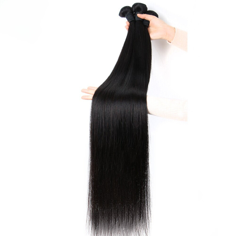 40 Inch Brazilian Straight 3 / 4 Bundles With Lace Closure Remy Human Hair Weave Bundle Deals With 5x5 Lace Part Closure Dyeable