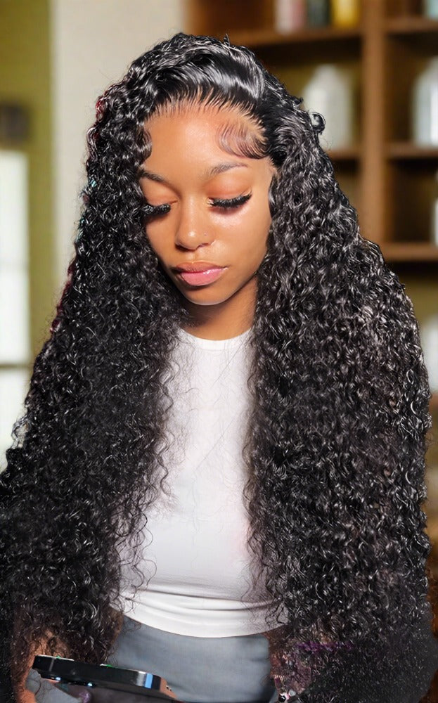 40Inch HD Deep Wave Transparent Lace Frontal Human Hair Wig