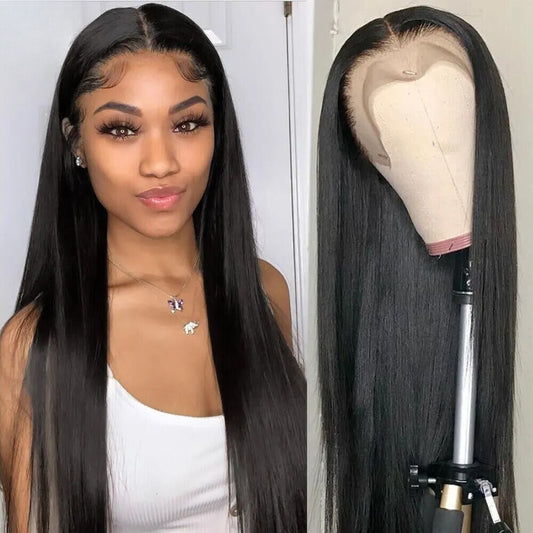 Brazilian Straight 13x4 HD transparent Lace Front Wig Pre Plucked Remy Human Hair Wigs For Women 150% Density Lace Front Wig