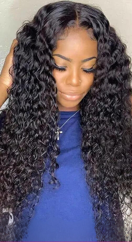 Deep Wave Frontal Wig 13x4 13x6 Hd Transparent Lace Frontal Wig  Pre Plucked Remy 28 30 Inch Curly Lace Front Human Hair Wigs